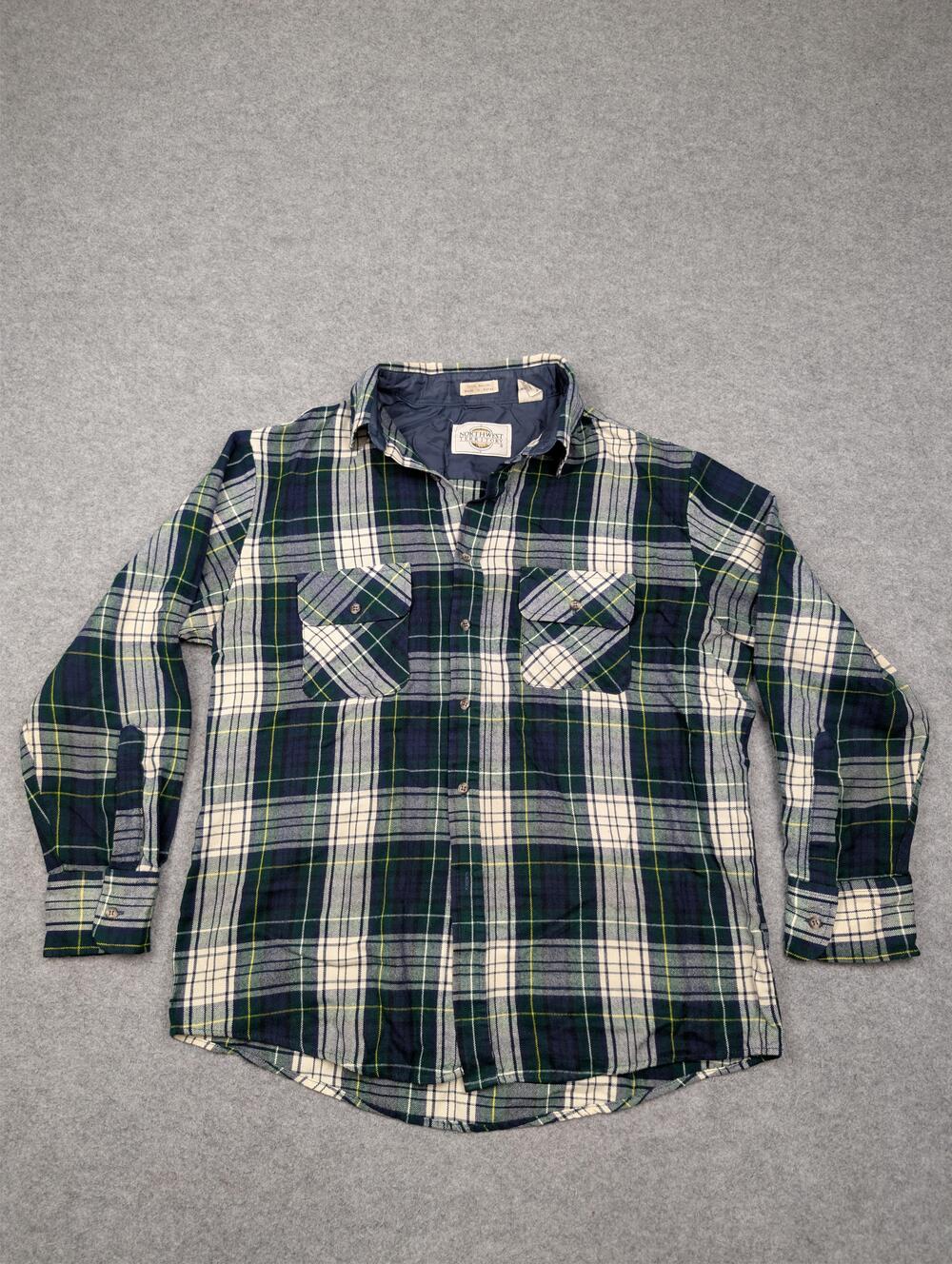 Vintage Northwest Territory Shirt Mens Large Blue Plaid Flannel Lined Casual